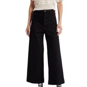 OAT New York High Rise Wide Leg Jeans in Black - Size 8 / 29